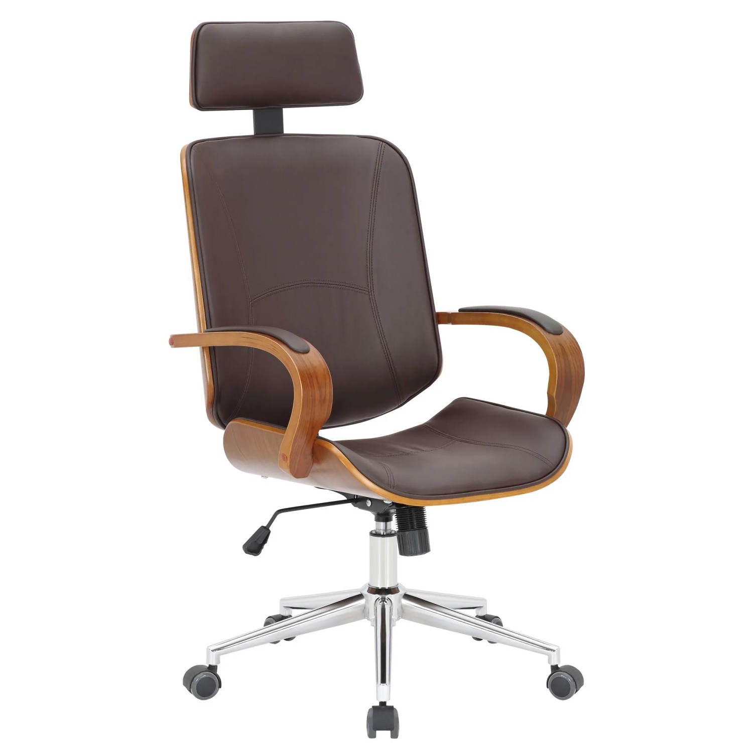 DELUKE Bürostuhl Chefsessel KINGO 118x70x70 Walnuss/Braun Kunstleder Metall Gestell Ergonomische Bürostühle Homeoffice Stuhl