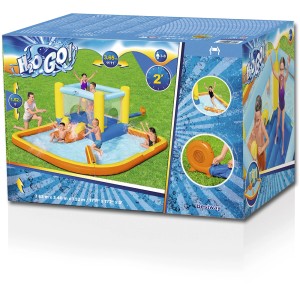Verpackung des H2OGO!™ Wasserpark Beach Bounce mit Rutsche, Hüpfburg und Pool. Für Kinder von 3-8 Jahren.