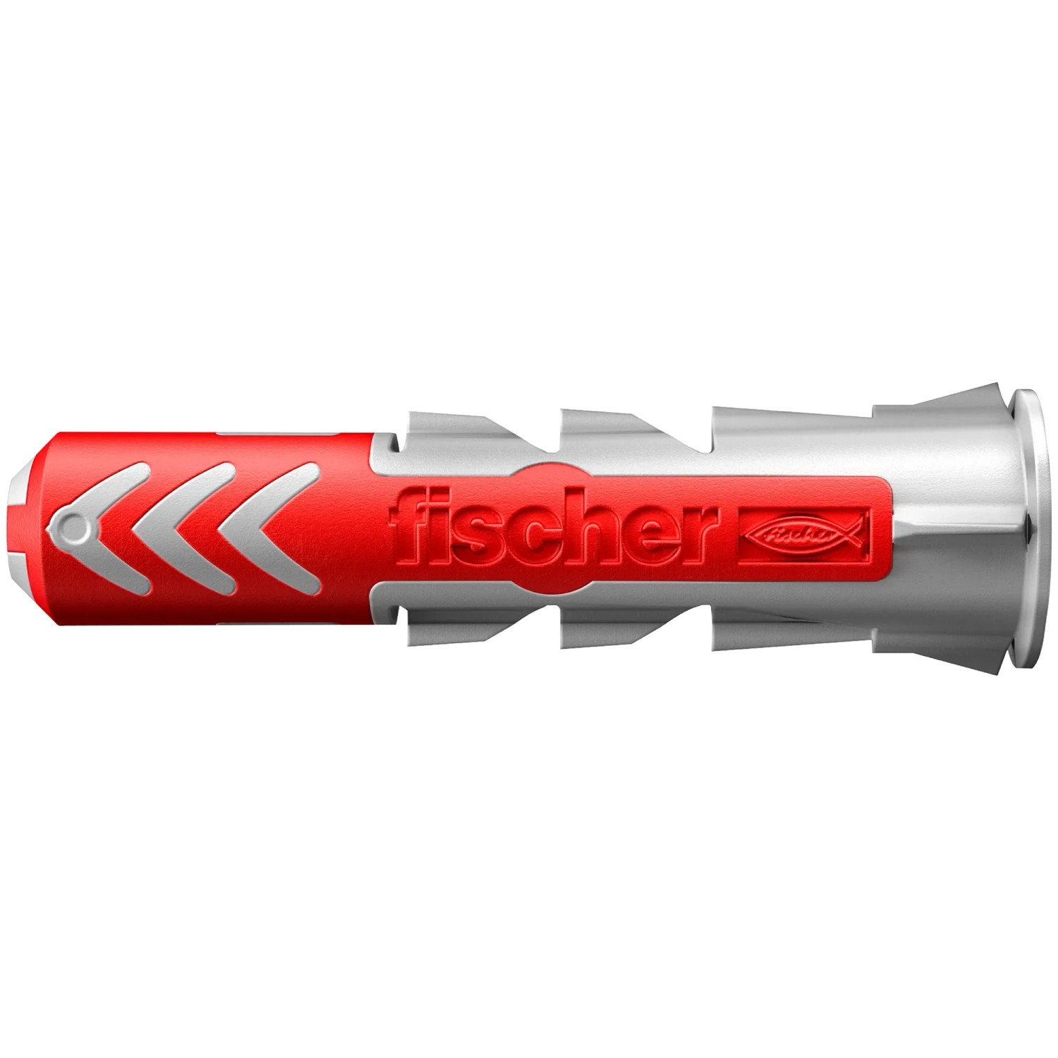 Detailaufnahme eines roten und grauen Fischer DuoPower Dübels.