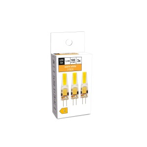 3er Set G4 LED Leuchtmittel, 1,5W, warmweiß, 180 Lumen. Kompakte Stiftsockellampe für Wohnräume.