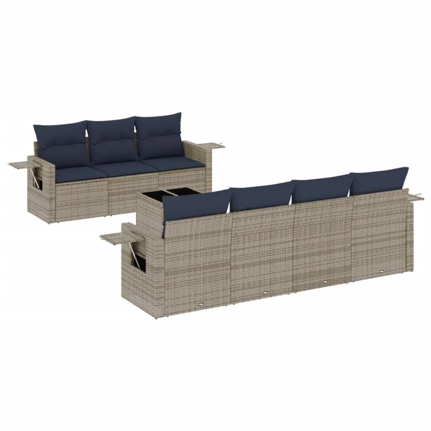 vidaXL 8-Tlg Gartensofa-Set mit Kissen Grau Polyrattan 3219930 günstig online kaufen