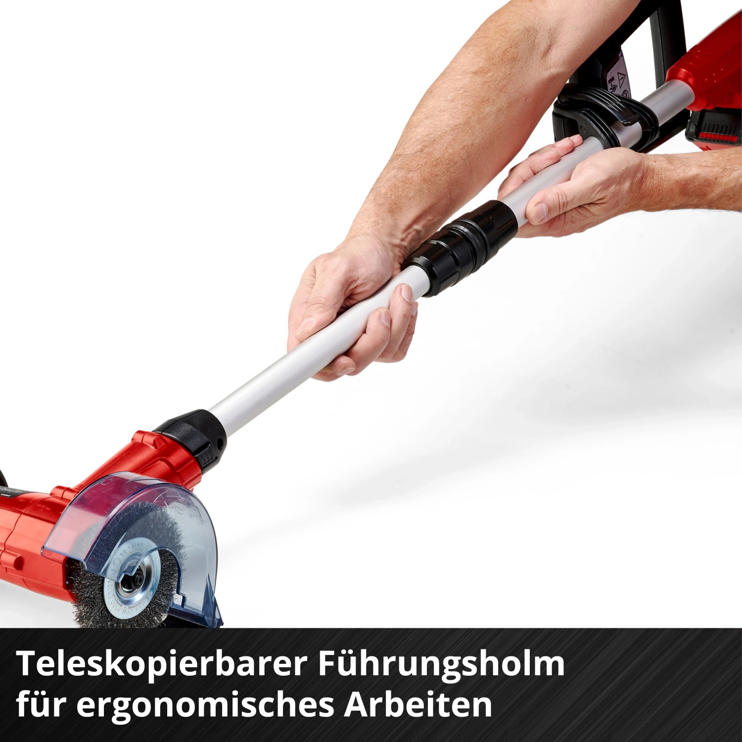 Einhell Akku-Fugenreiniger GC-CC 18 Li Solo mit verstellbarem Teleskopstiel für komfortables Arbeiten.