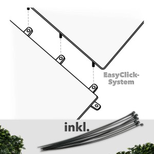 Detailansicht der KARAT Pflanzenwand Gardenia mit EasyClick-System und Kabelbindern.