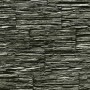 Schwarze Steintapete mit Naturstein-Bruchstein-Optik für Wohnräume.
