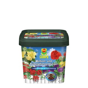 Compo Balkon- und Kübelpflanzendünger, 1,2kg Packung für üppige Blüten.
