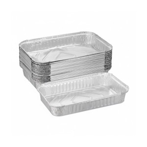 Relaxdays Grillschalen Aluminium Silber 25er Set 4,5 cm x 31 cm x 21 cm