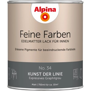 Dose Alpina Feine Farben Lack No. 34 Kunst der Linie® Grau edelmatt, geeignet für Holz und Metall.