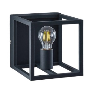 Lindby Wandleuchte Wandlampe Innen Meron 9624871 Modern in Schwarz aus Metall 1-flammig E27 Wohnzimmerleuchte