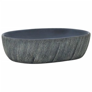 vidaXL Aufsatzwaschbecken Schwarz und Grau Oval 47x33x13 cm Keramik 155068