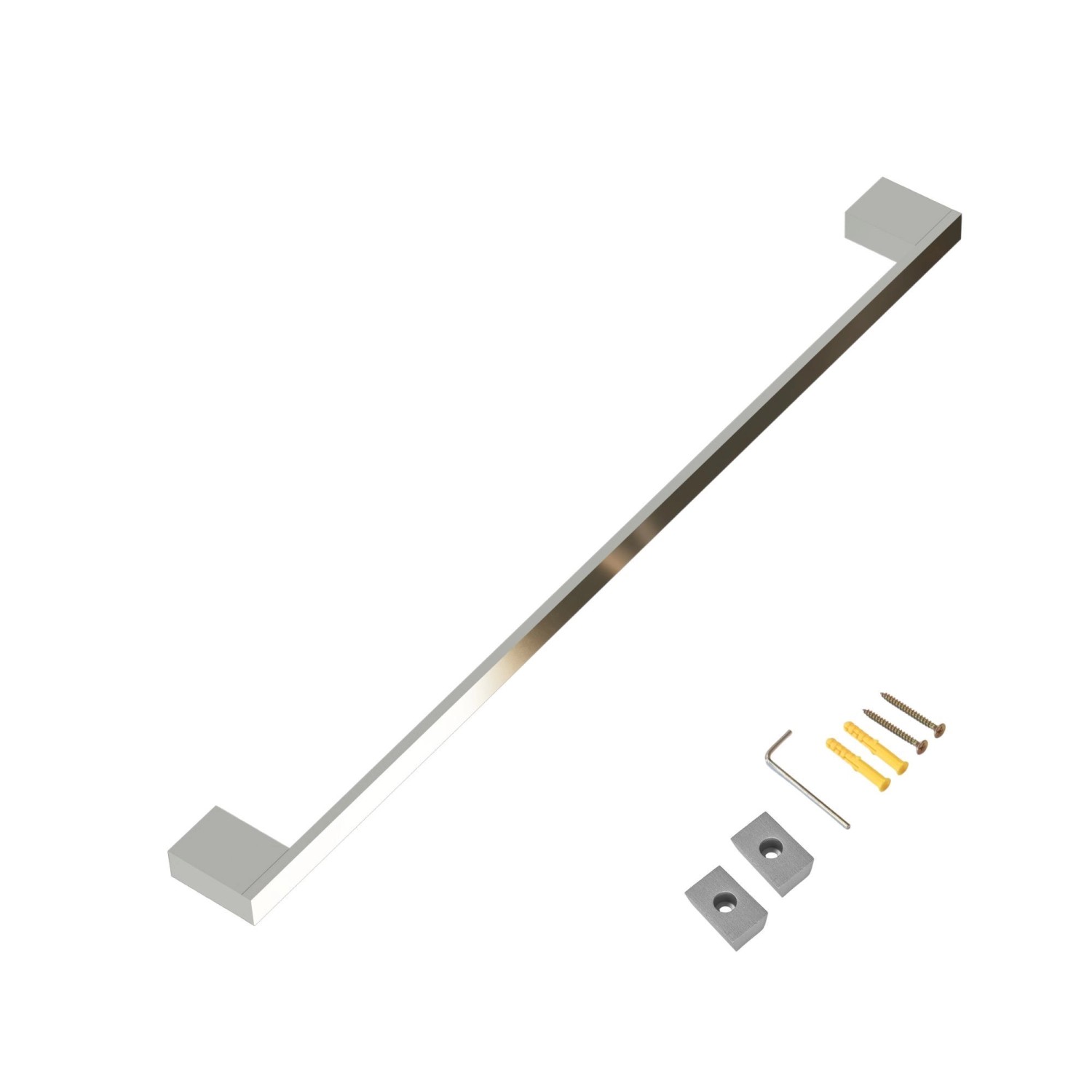 Kalb Badetuchhalter Lenn, 80cm, Chrom, Aluminium, zur Wandmontage mit Befestigungsmaterial.