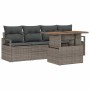 Graues 5-tlg. vidaXL Garten-Sofa-Set aus Poly Rattan mit Tisch und Stauraum.