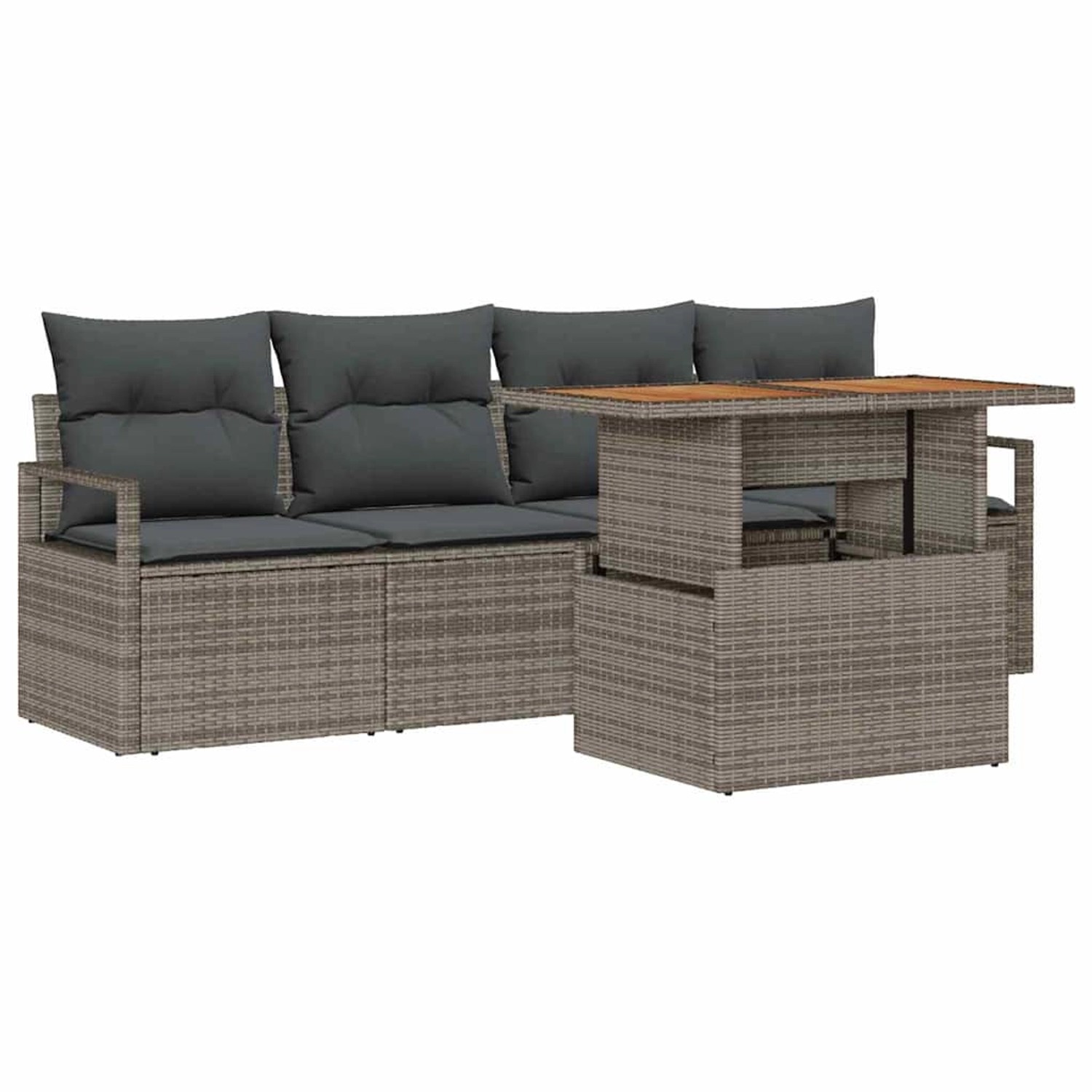 vidaXL Garten-Sofa-Set mit Speicher 5-Tlg Grau Poly Rattan 3358379 günstig online kaufen