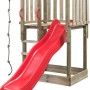 SwingKing Spielturm Mario mit roter Rutsche, Kletterseil und Teleskop aus Holz.