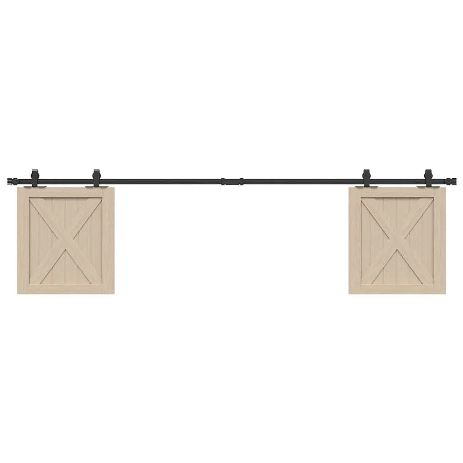 vidaXL Schiebetürbeschlag Set 200cm, Karbonstahl, für Schranktüren. Schwarz.