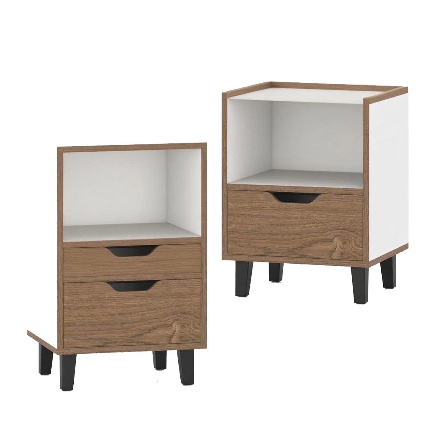 Costway Nachttisch 2er Set mit Offenem Fach und Schublade 37x33x44cm