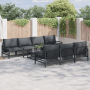 Anthrazitfarbenes 8-teiliges Garten-Sofa-Set mit Stahlrahmen und Gewebekissen.