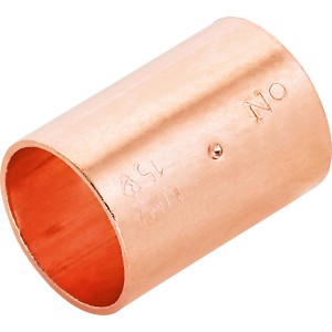 Kupfer Löt-Muffe, Ø 15 mm, zur Verbindung von Kupferrohren, 10 Stück.