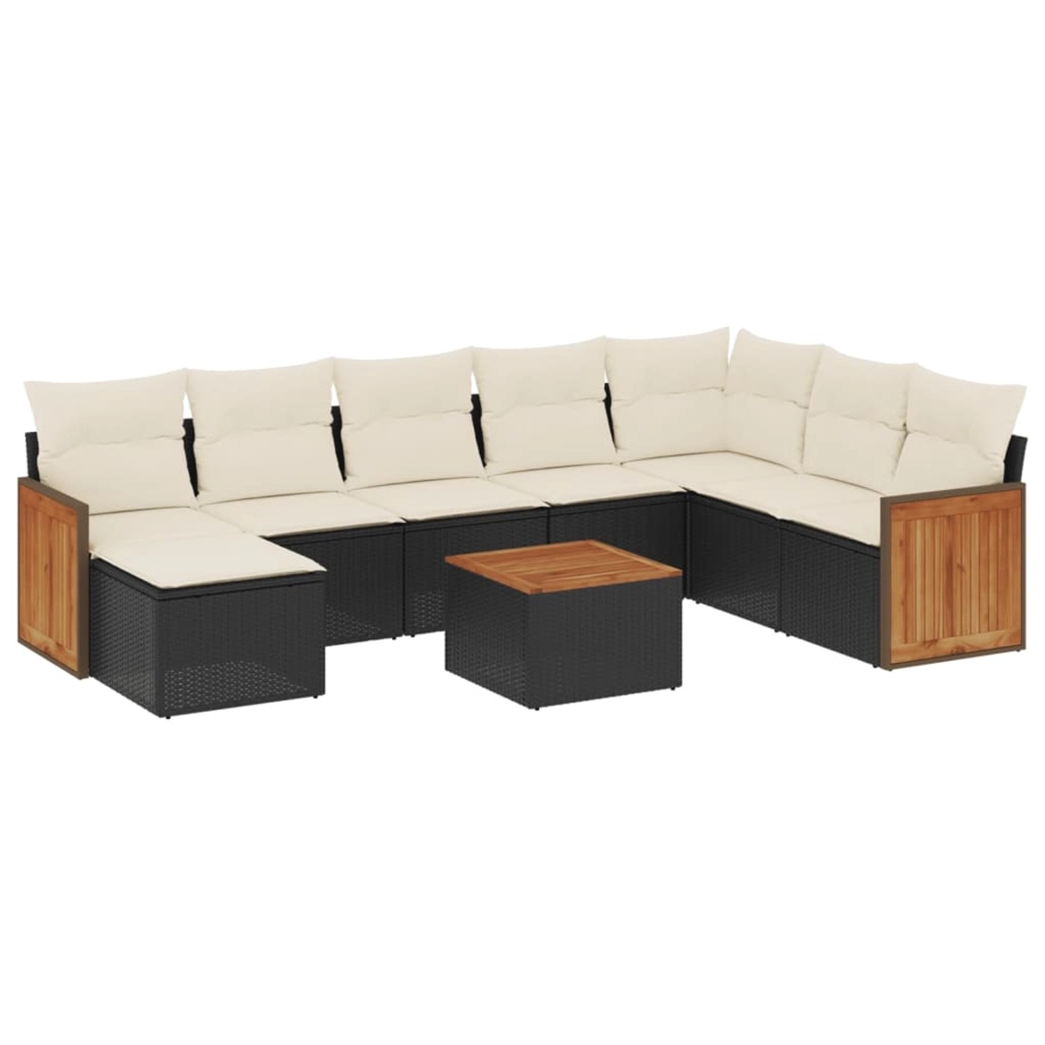 vidaXL 9-Tlg Garten-Sofagarnitur mit Kissen Schwarz Poly Rattan 3260334 günstig online kaufen