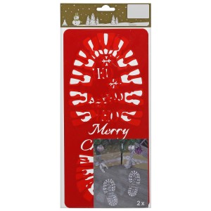 2 rote Fußabdruckschablonen aus Kunststoff (13,8x30cm) für weihnachtliche Dekorationen.
