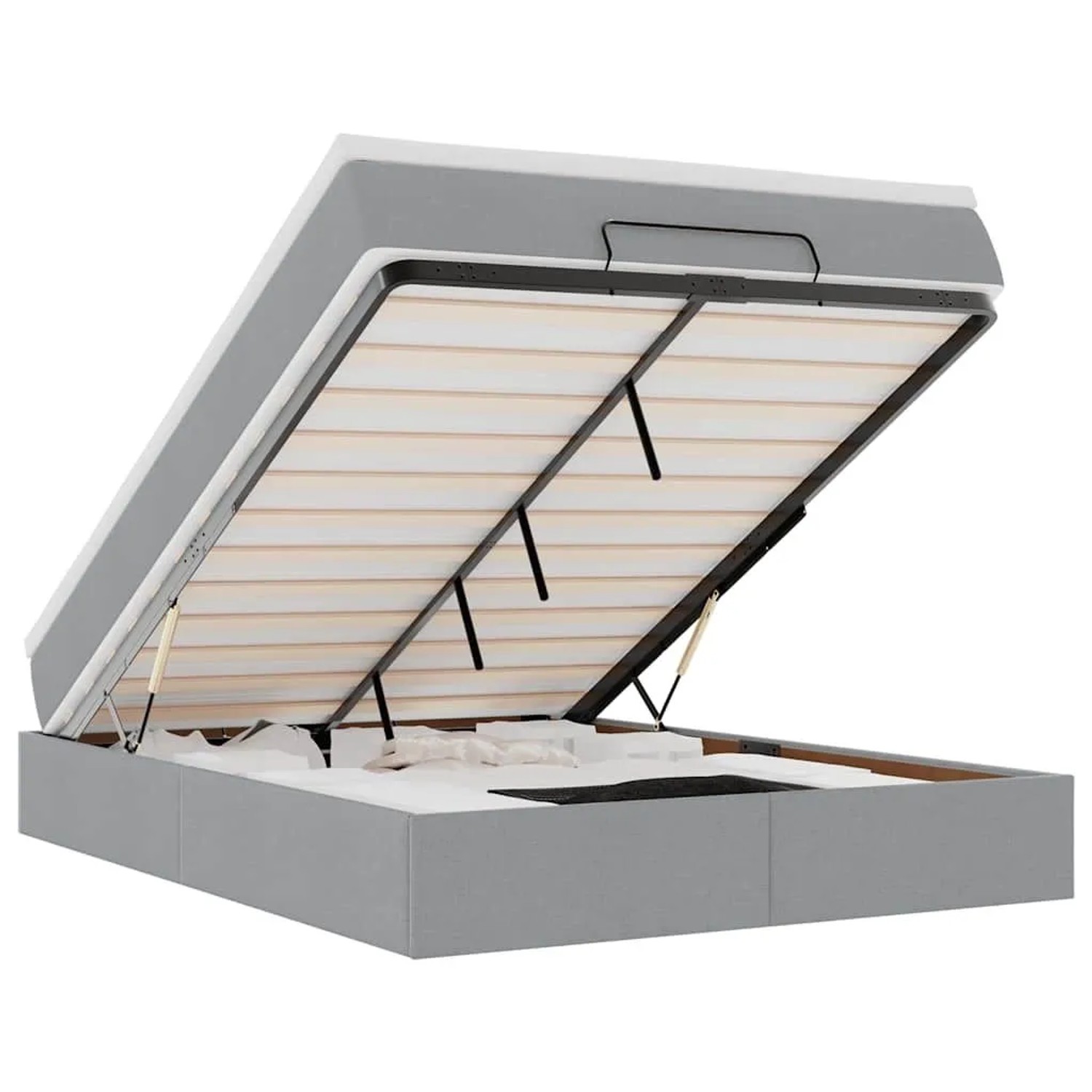 vidaXL Ottoman-Bett mit Matratze Hellgrau 140x200 cm Stoff 3311113