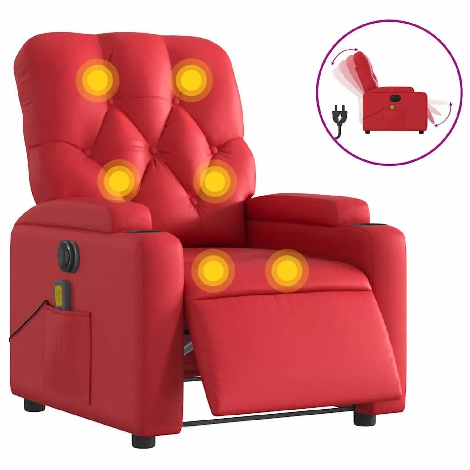 vidaXL Massagesessel Elektrisch Rot Kunstleder 3204770_3