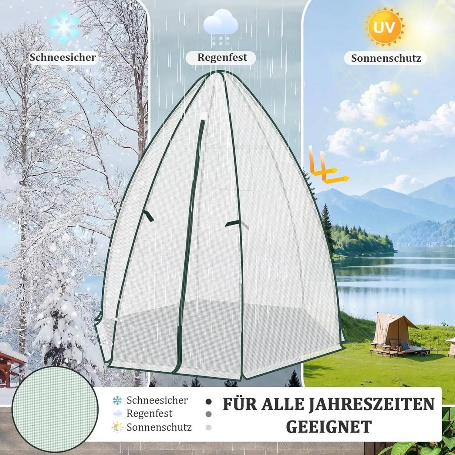 WOLTU Gewächshaus PE Halbtransparentes Pflanzenhaus Winterschutz 160x180cm Weiß_5