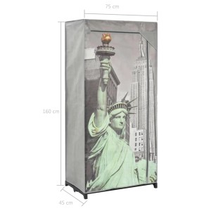 vidaXL Kleiderschrank (75x45x160 cm) mit New York Motiv, Stoffschrank für Kleidung und Schuhe.