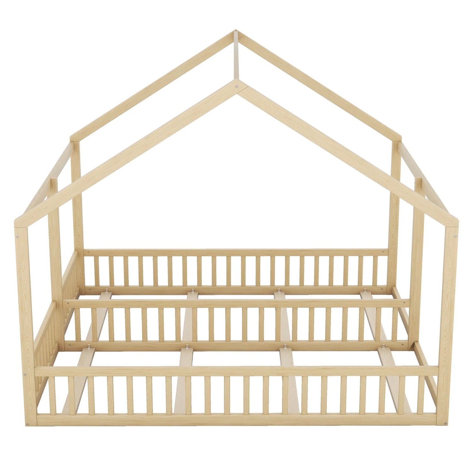 KOMHTOM Einzelbetten 90 x 200  Flachbetten  Hausmodelle  2-In-1-Betten  Natur