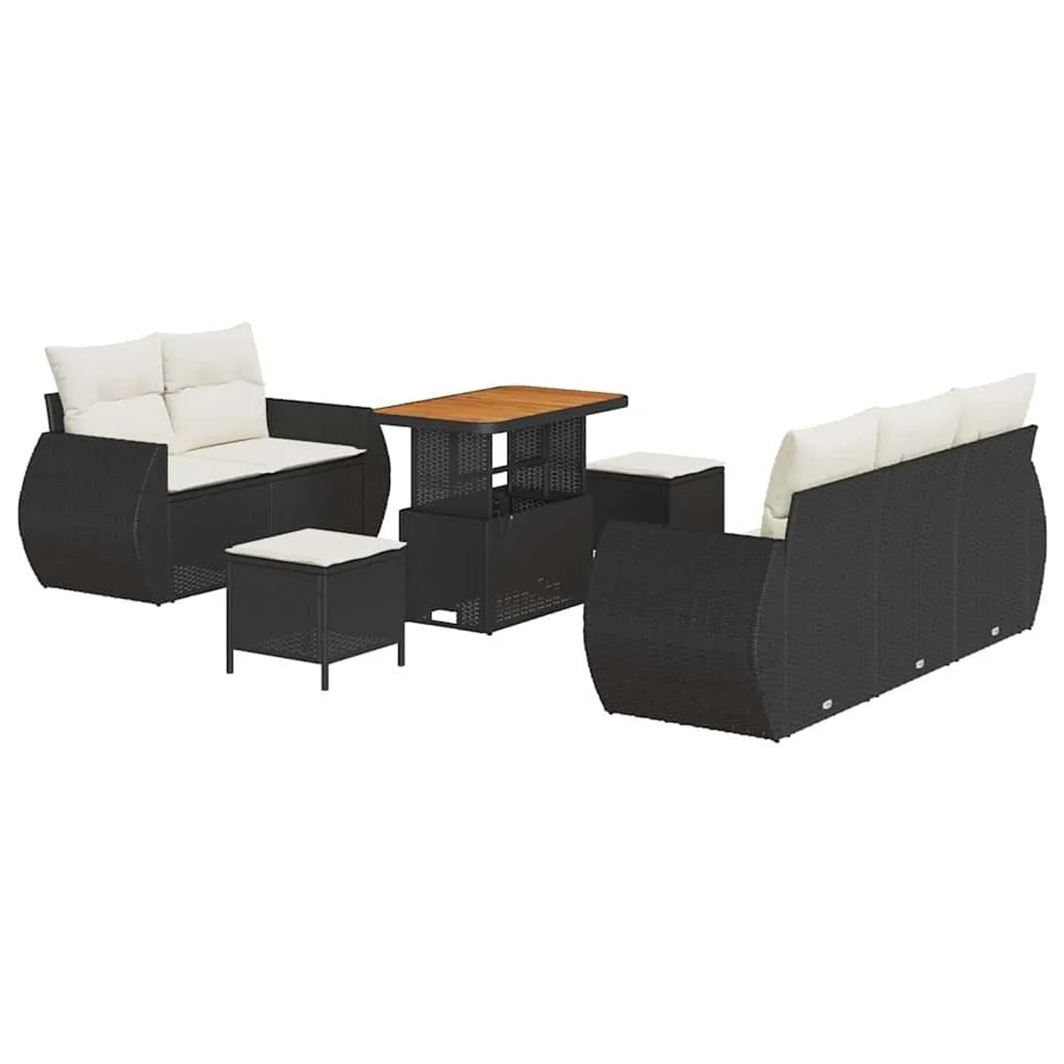 vidaXL Gartensofa-set mit Kissen 8-Tlg Schwarz und Creme Poly-Rattan 336377 günstig online kaufen
