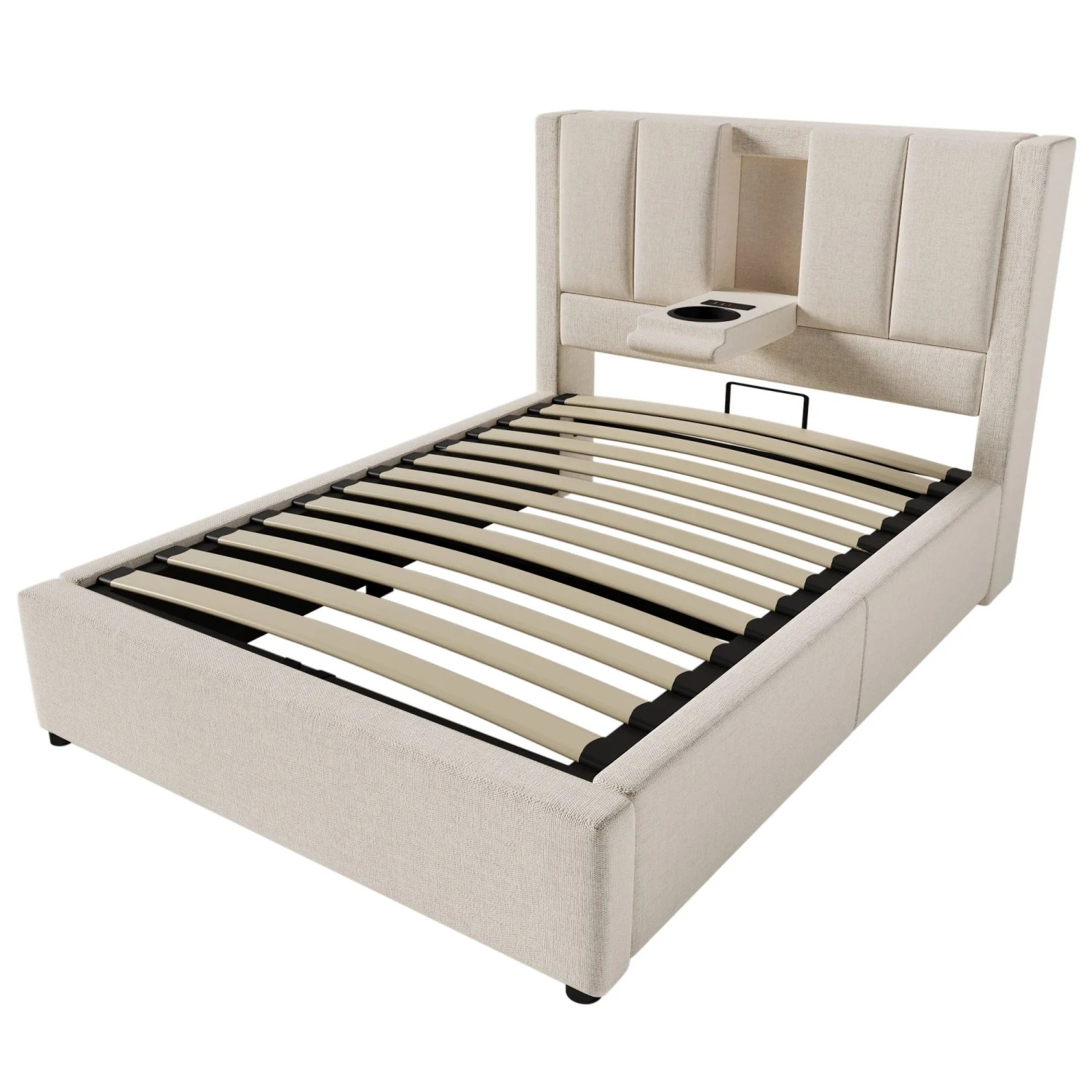 okwish Polsterbett 90x200cm mit Ladestation Kinderzimmer Beige mit Matratze