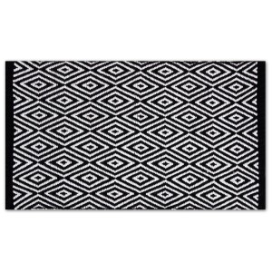ProHome Teppich Black & White mit Rautenmuster, 50x80 cm, für Fußmatten & Schmutzmatten.