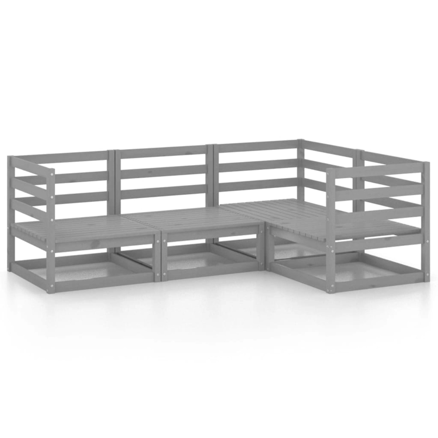vidaXL 4-Tlg Garten-Lounge-Set Grau Massivholz Kiefer 3075546 günstig online kaufen