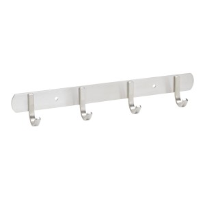 SOTECH SAMU Garderobenleiste aus gebürstetem Edelstahl mit 4 Haken. Modernes Design für Kleidung und Schlüssel.