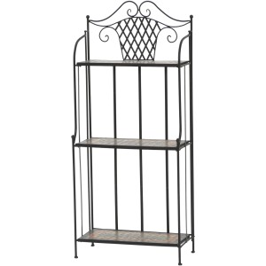 Siena Garden Regal Prato, schwarz, mit drei Mosaik-Regalböden. Gartenmöbel im Landhausstil.
