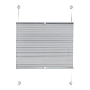 GARDINIA Plissee Vacufix grau 50x130 cm mit Saugnäpfen zur bohrfreien Montage. Lichtdurchlässiger Sichtschutz für Fenster.