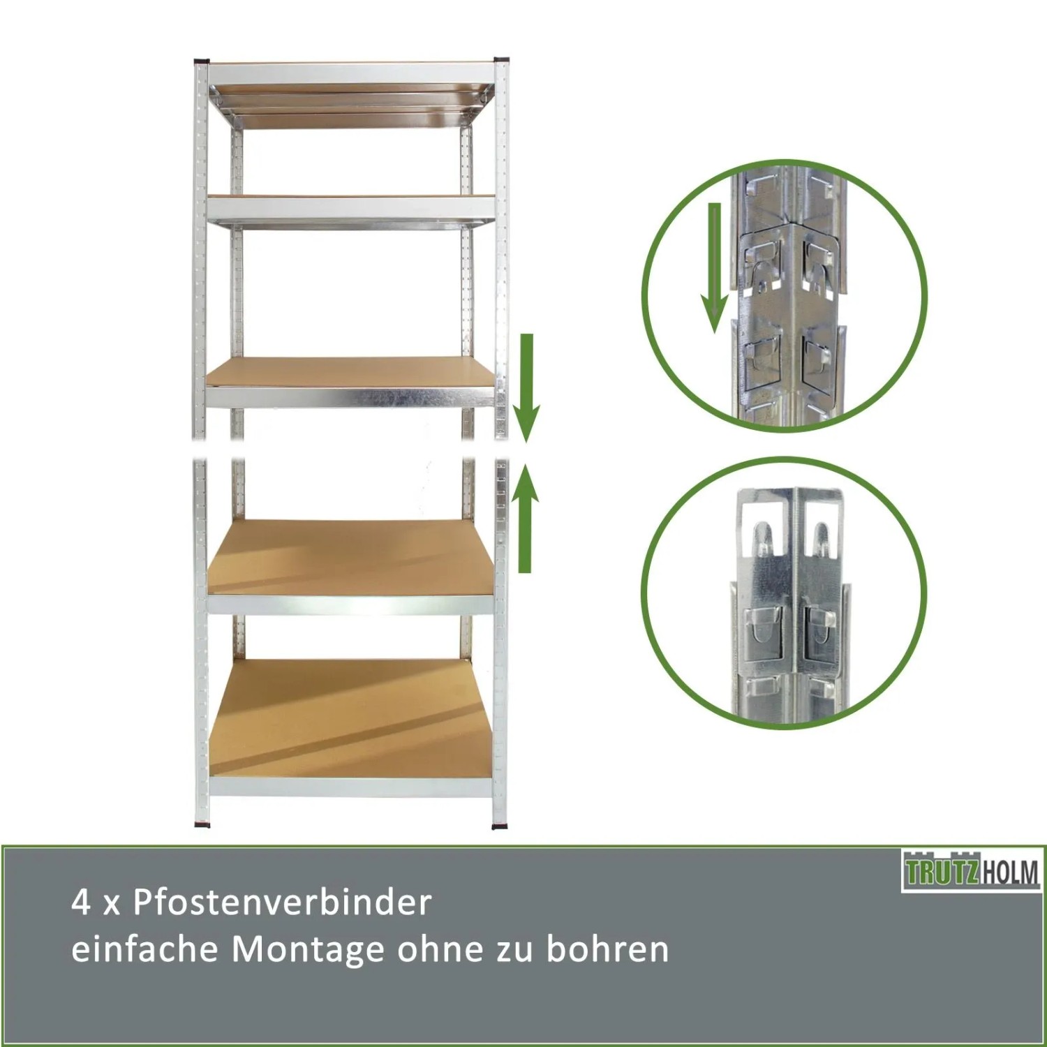 TRUTZHOLM Schwerlastregal 180x60x60cm 875 kg 5 Böden Regal_6