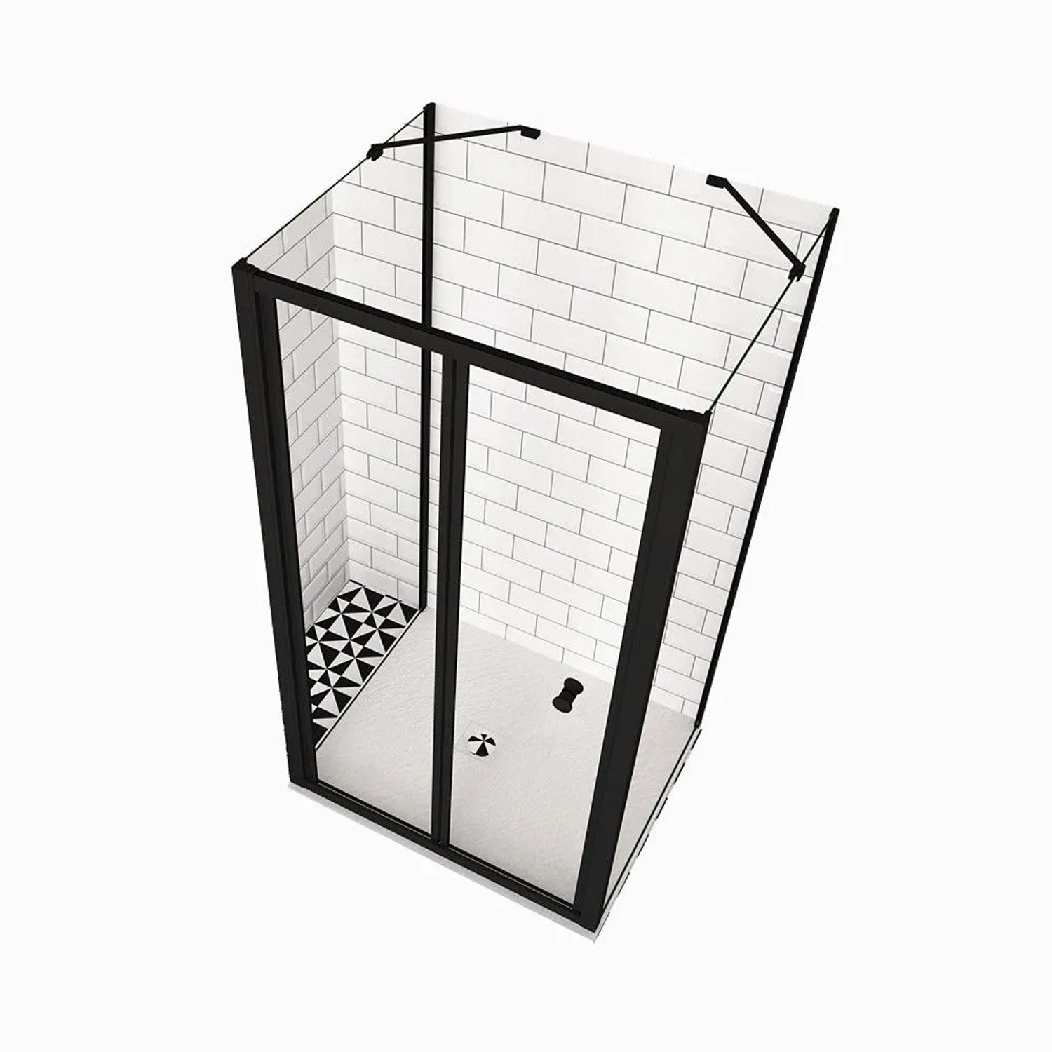 Duschparadies U Duschkabine 80 x 90 x 90 x 195cm Falttür Mit Seitenwand 5mm Nano Glas Duschtür U-Kabine Schwarz