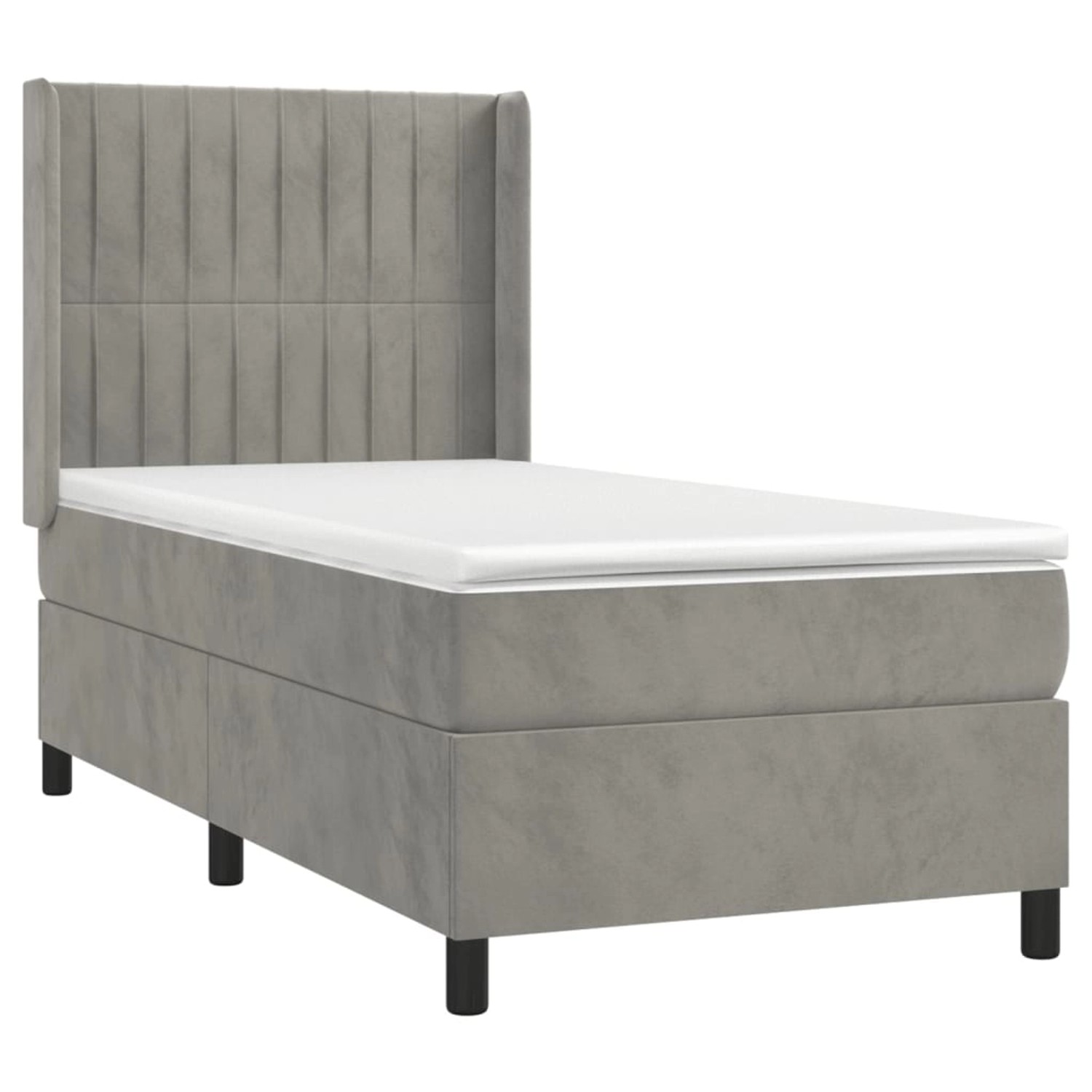 vidaXL Boxspringbett mit Matratze & LED Hellgrau 80x200 cm Samt 3139649 günstig online kaufen