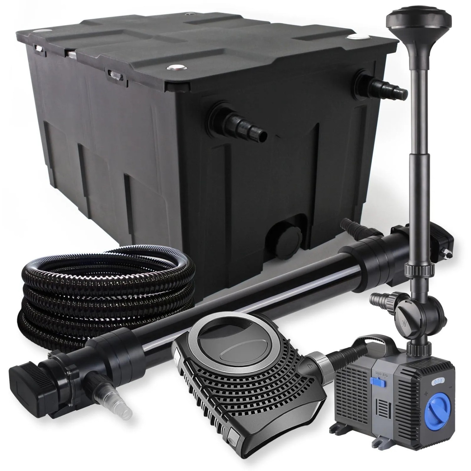 Sunsun 1-Kammer Filter Set 60000L 72W Uvc Teich Klärer Neo10000 80W Pumpe Schlauch Spri