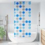 vidaXL Duschrollo mit blau-grauem Kreismuster über Badewanne. Wasserfestes Duschrollo 120x240 cm für modernes Bad.