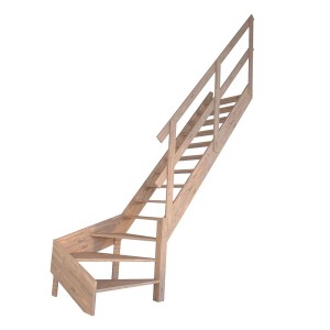 StarWood Treppe Rhodos Eiche, 1/4 gewendelt rechts mit Holzgeländer, unbehandelt.