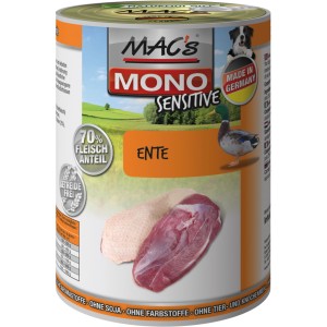 Mac's Hunde-Nassfutter Mono Sensitive Ente, getreidefrei, 400g Dose.