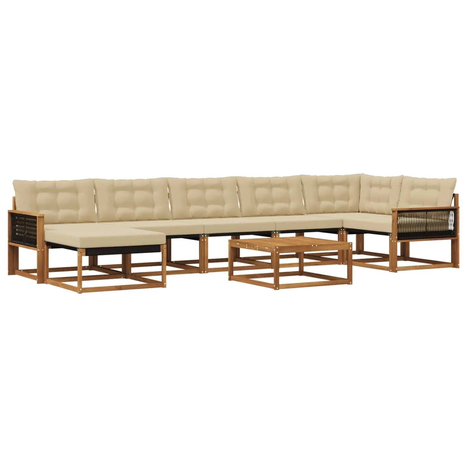 vidaXL Outdoor-Sofagarnitur 8 Stk Natur und Beige Massivholz Akazie 3381585