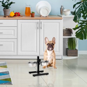 Relaxdays Futterstation Hund Edelstahl Höhenverstellbar Rutschfest 2 x 0,75 l 27 cm x 36 cm x 21,5 cm 1,1 kg