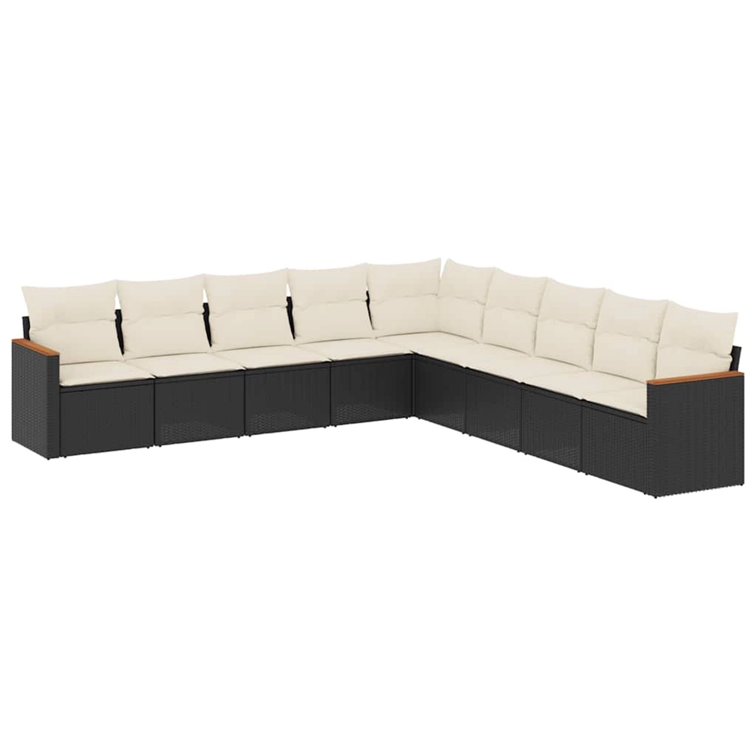 vidaXL 9-Tlg Garten-Sofagarnitur mit Kissen Schwarz Poly Rattan 3258458