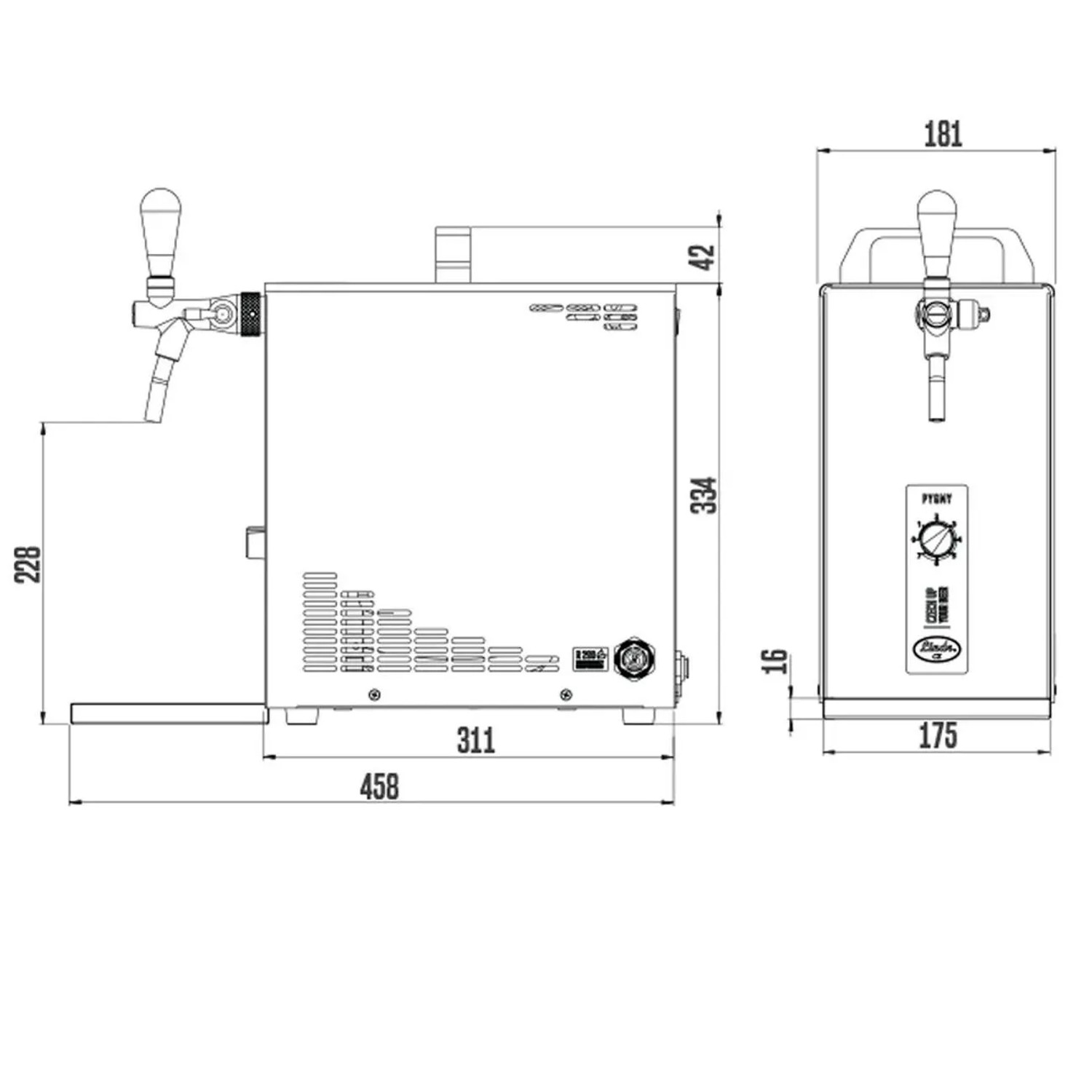 Ich-Zapfe Pygmy 25 Bierzapfanlage Trockenkühler 35 Liter/h 5/8 Anschluss Edelstahl Silber_8