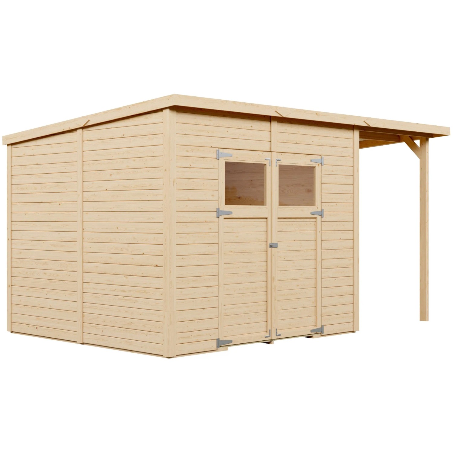 Bertilo Elementgartenhaus Amrum 4 Plus XL aus Holz mit Unterstand, 380x238cm