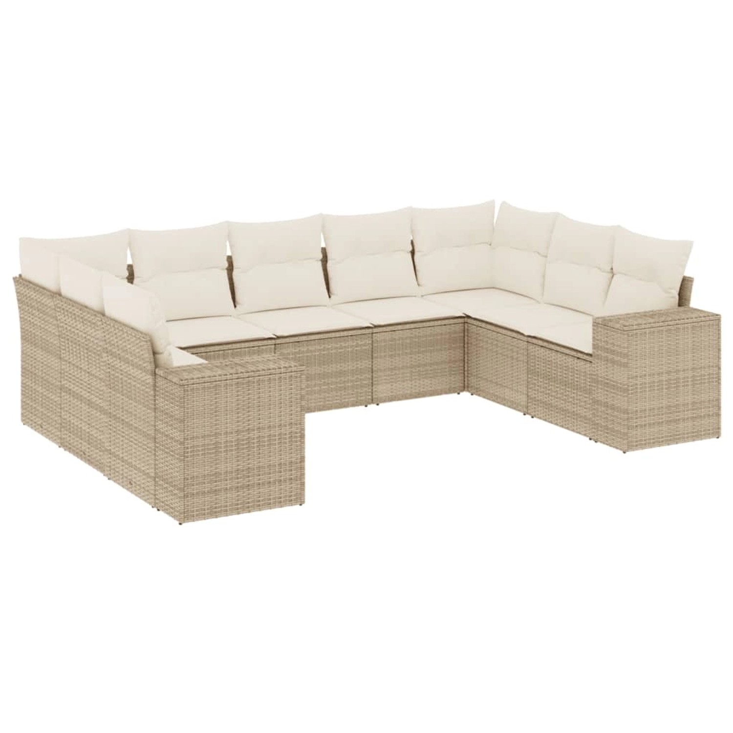 vidaXL 9-Tlg Garten-Sofagarnitur mit Kissen Beige Poly Rattan 3255335 günstig online kaufen