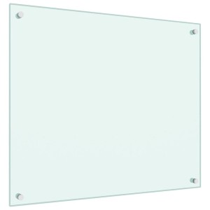 Weiße Glas Küchenrückwand 70x60cm als Spritzschutz für die Wand.