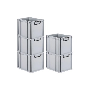 PROREGAL SparSet 5x Eurobox Nextgen Color HxBxT 32x30x40cm 30 Liter Griffe Schwarz Geschlossen Grau Eurobehälter Transportbox Transportbehälter